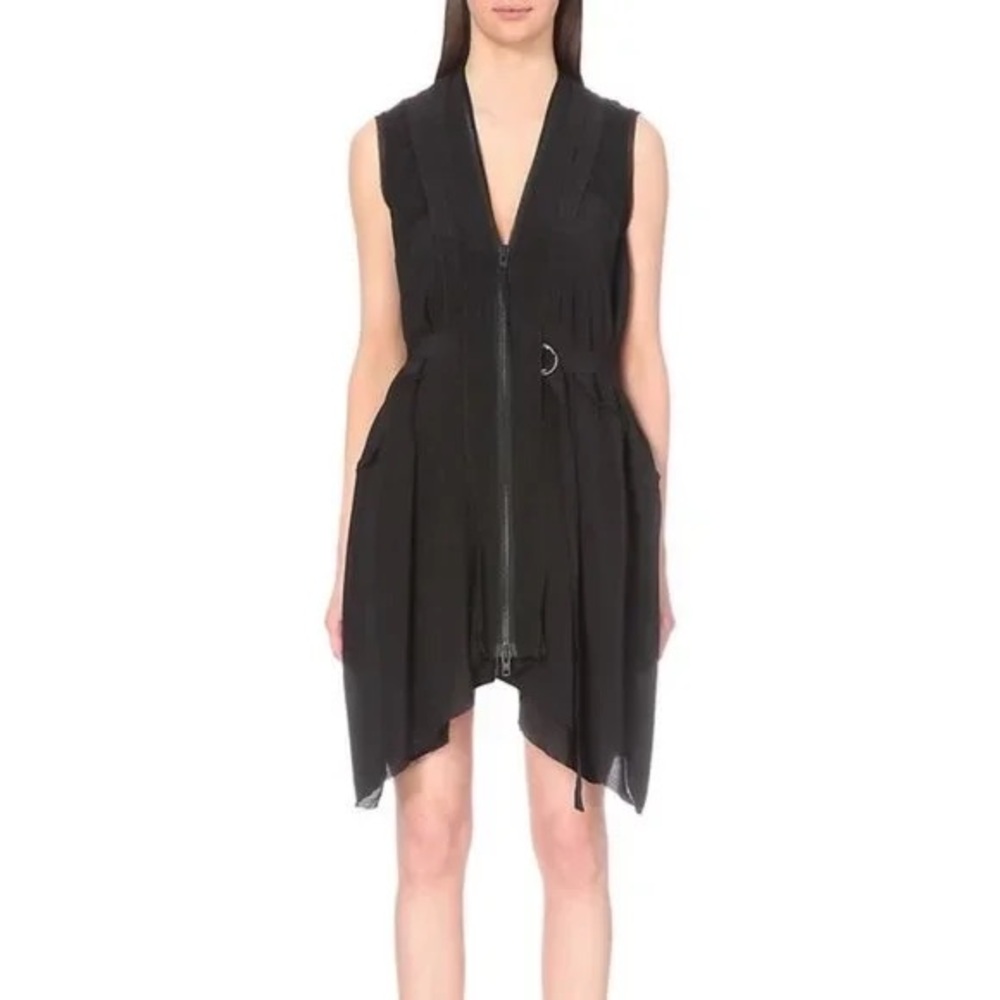 All Saints Black Asymmetrical Mini Dress